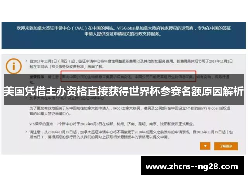 美国凭借主办资格直接获得世界杯参赛名额原因解析